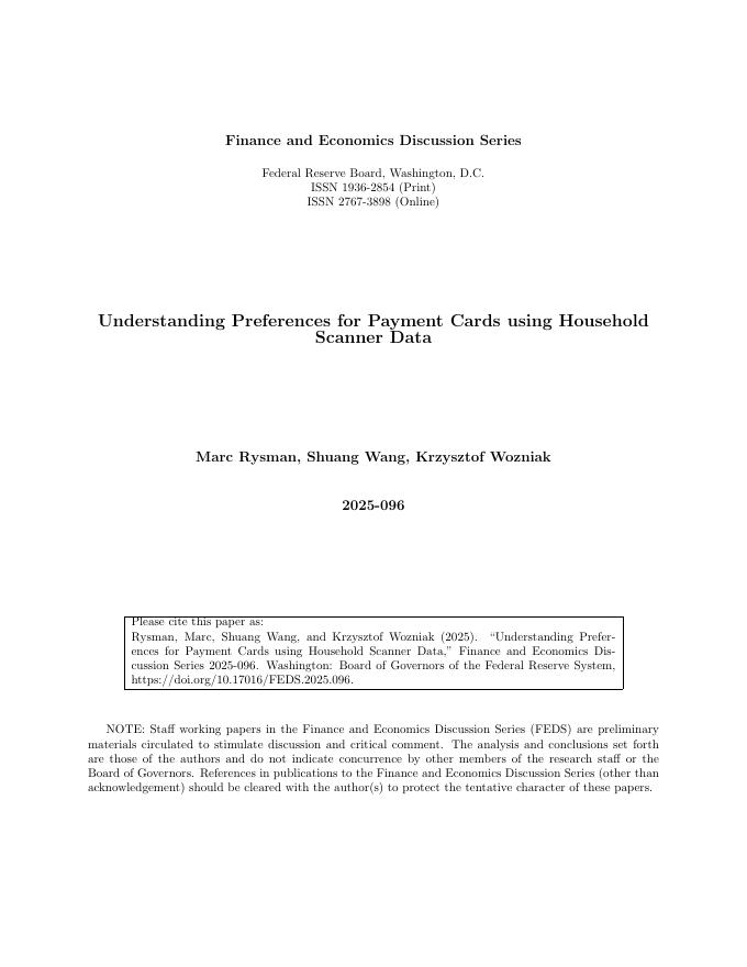 美联储：使用家用扫描仪数据了解支付卡的偏好（英文版）