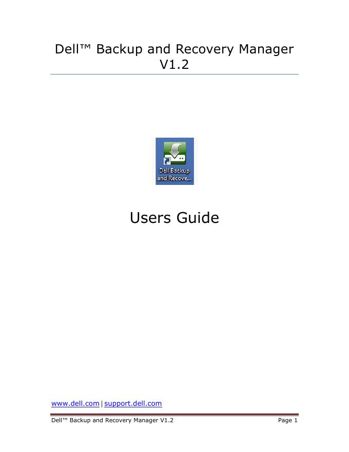dell backup and recovery manager v 1.2 users guide