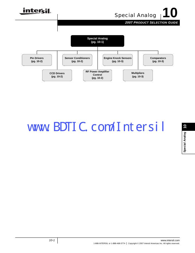 intersil Special Analog 2007 PRODUCT SELECTION GUIDE