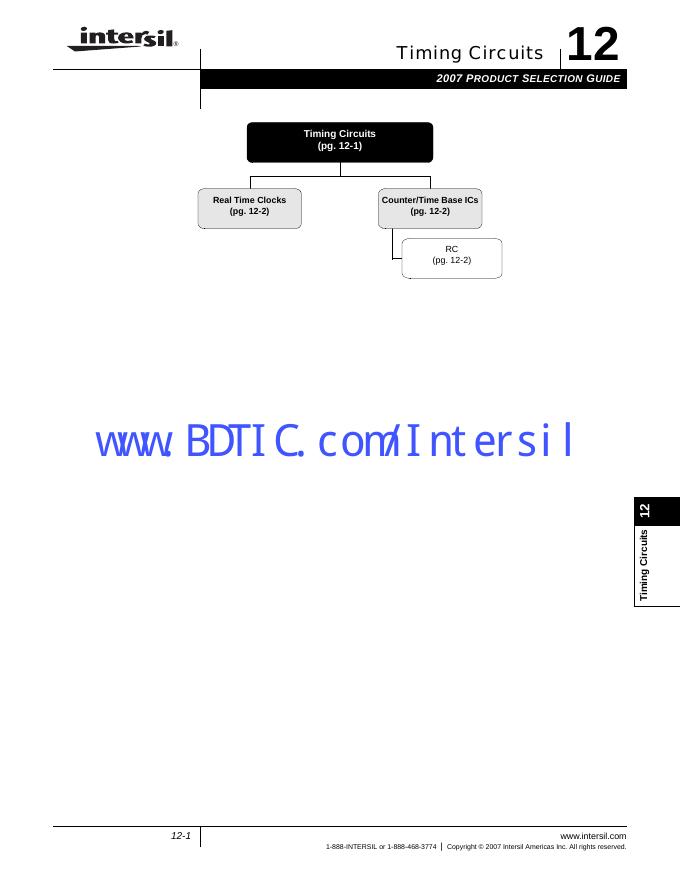 intersil Timing Circuits 12 2007 PRODUCT SELECTION GUIDE