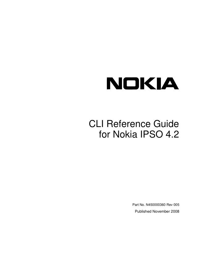 Nokia IPSO 4.2 CLI Reference Guide