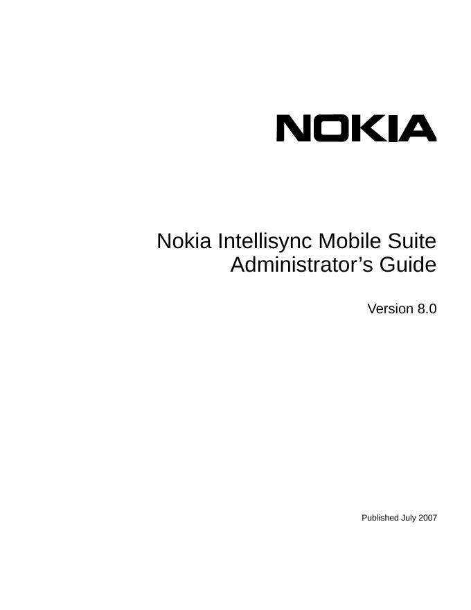 NOKIA Nokia Intellisync Mobile Suite Administrator’s Guide