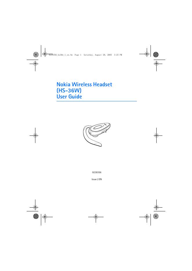Nokia Wireless Headset(HS-36W)User Guide(1)