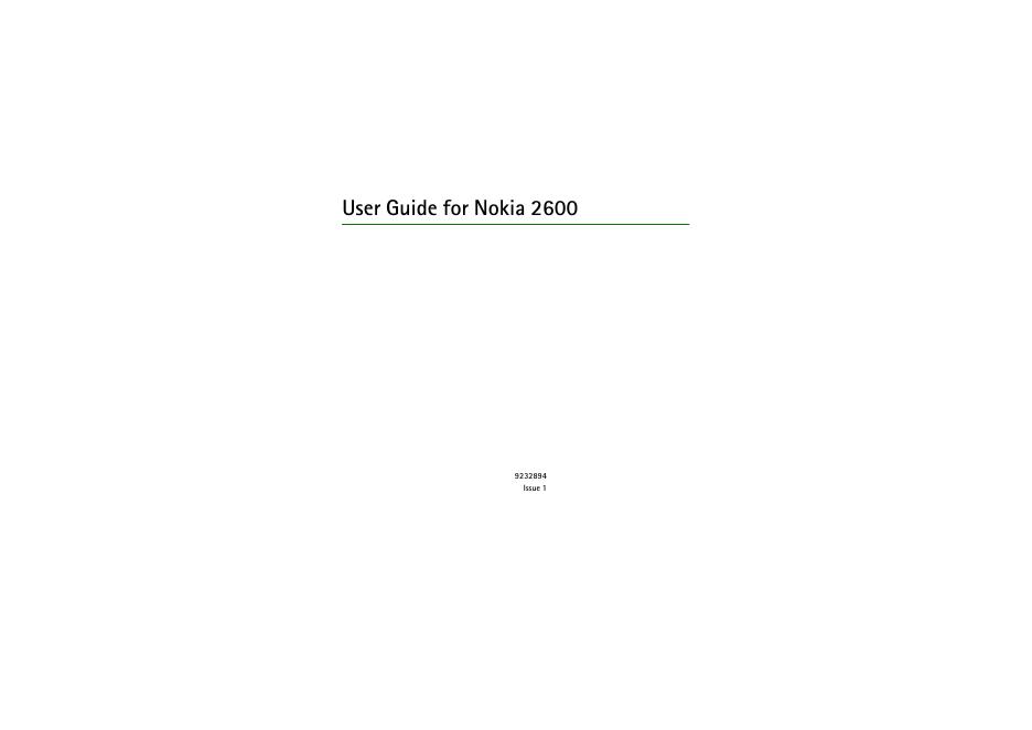 NOKIA 2600 User Guide