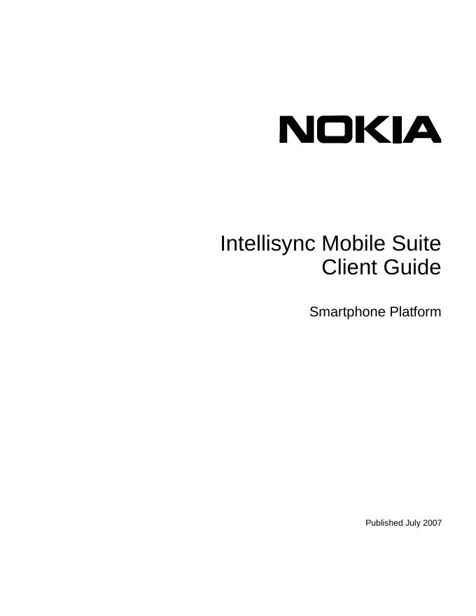 Nokia Intellisync Mobile Suite Client Guide