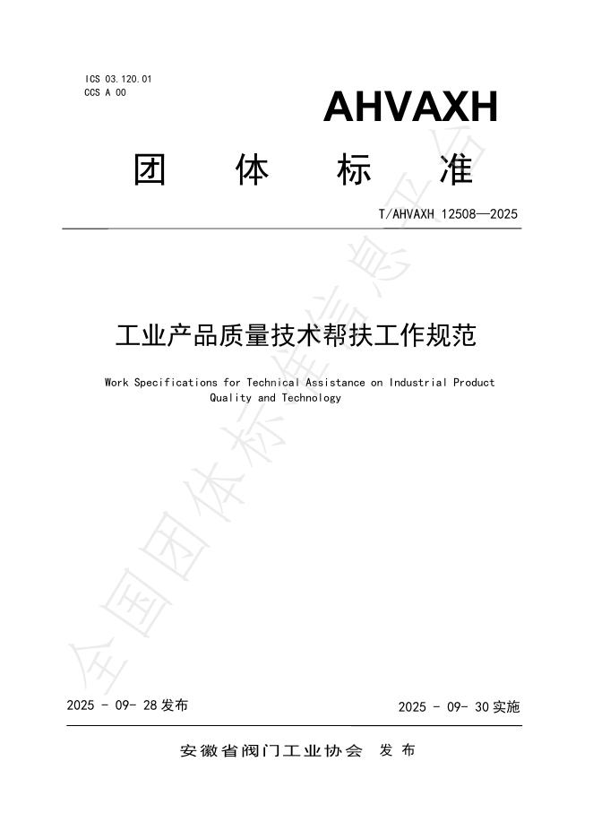 T/AHVAXH 12508-2025 工业产品质量技术帮扶工作规范