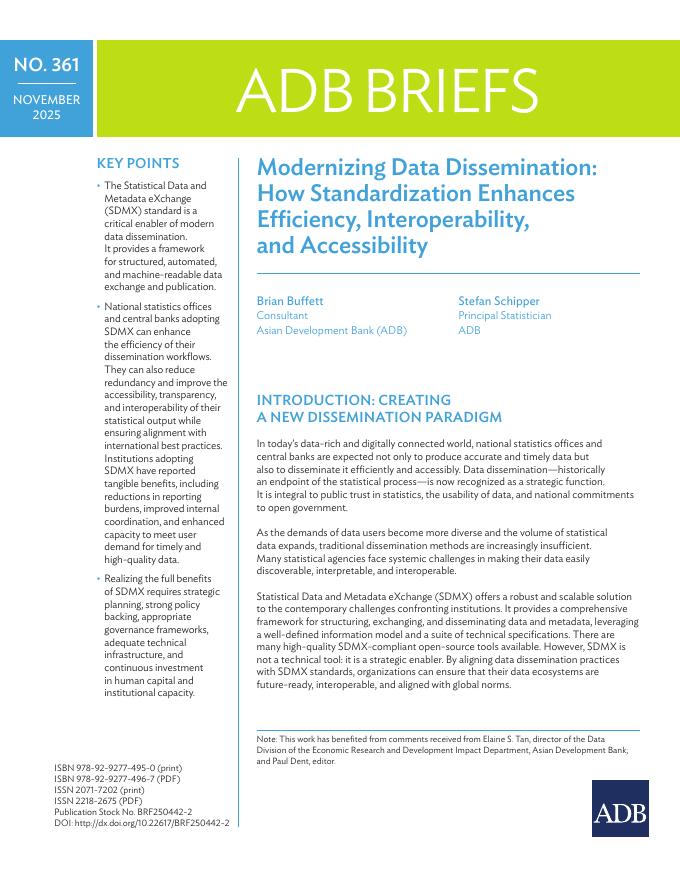 ADB亚洲开发银行：2025年数据传播的现代化：标准化如何提高效率、互操作性和可访问性报告（英文版）海报