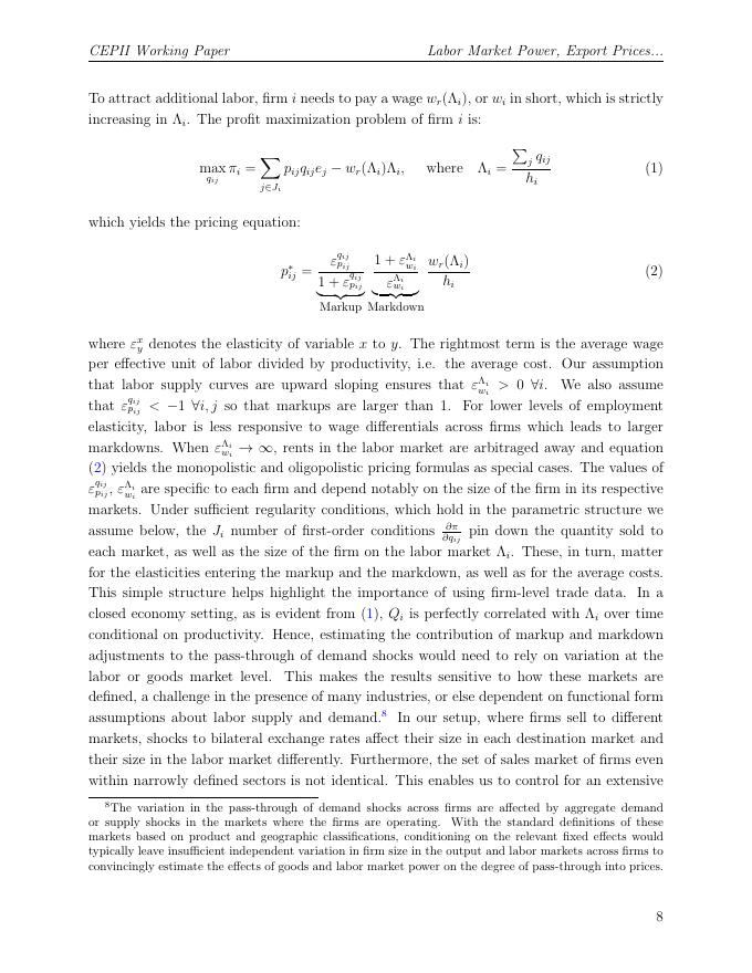 法国预测与国际信息中心：劳动力市场力量、出口价格和传递（英文版）_第8页