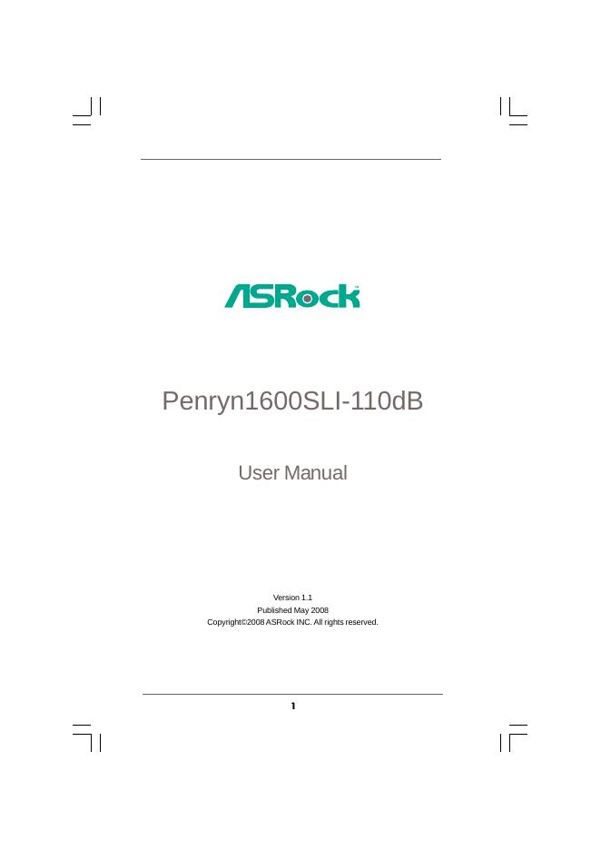 ASROCK Penryn1600SLI-110dB User Manual