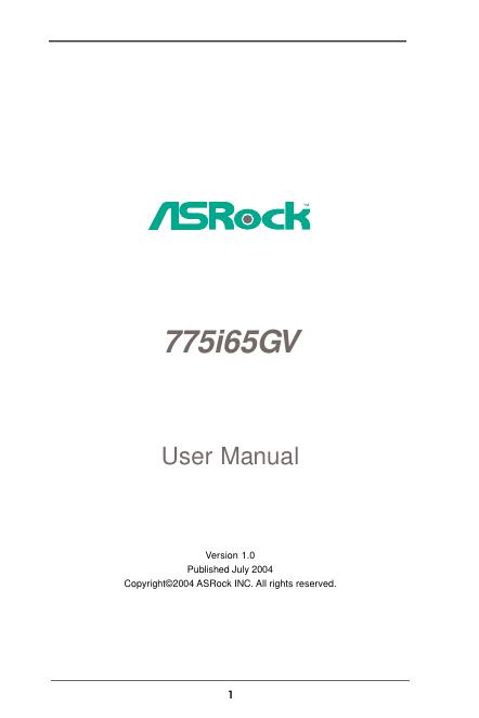 ASROCK 775i65GV User Manual