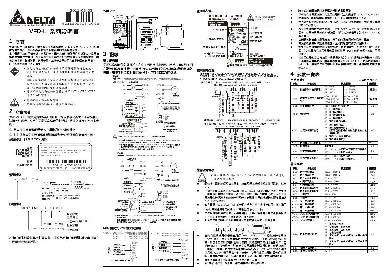 AELTA VFD-L 系列說明書