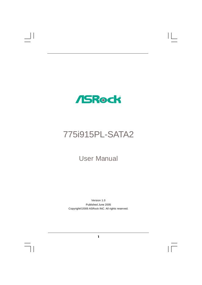 ASROCK 775i915PL-SATA2 User Manual