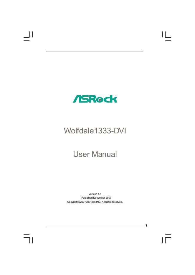 ASRock Wolfdale1333-DVI User Manual