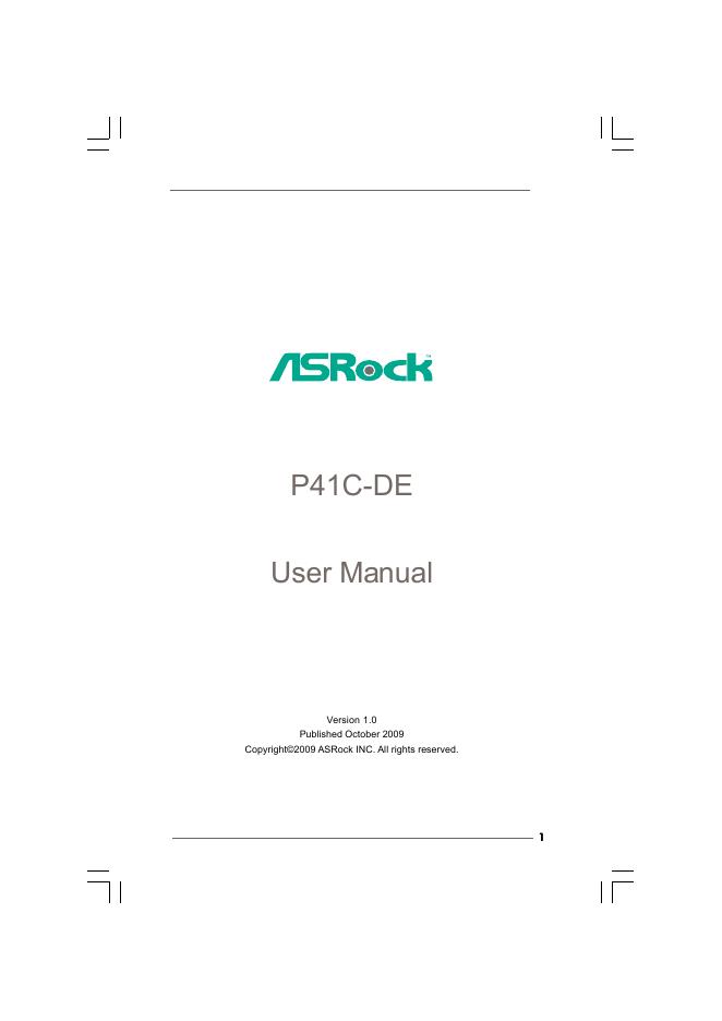 ASROCK P41C-DE User Manual