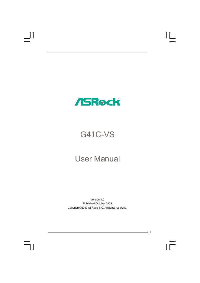 ASROCK G41C-VS User Manual