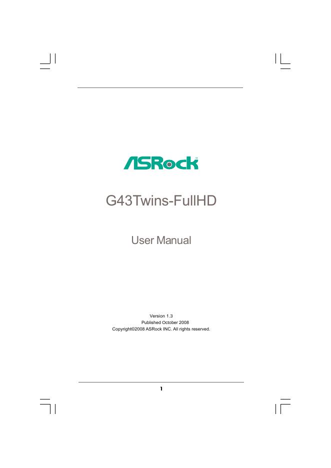 ASROCK G43Twins-FullHD User Manual