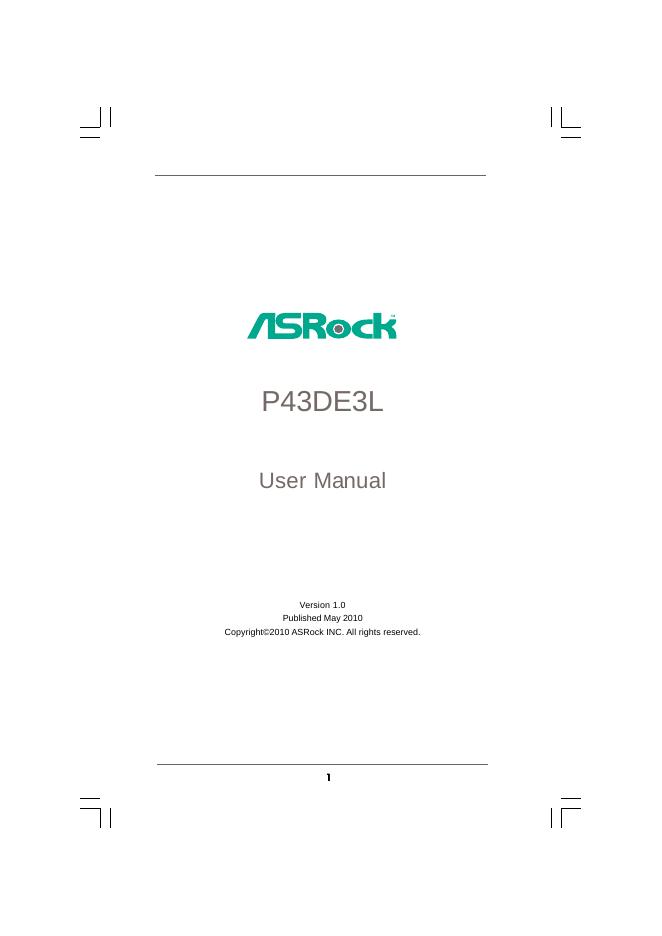 ASROCK P43DE3L User Manual