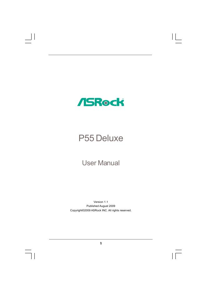 ASRock P55 Deluxe User Manual