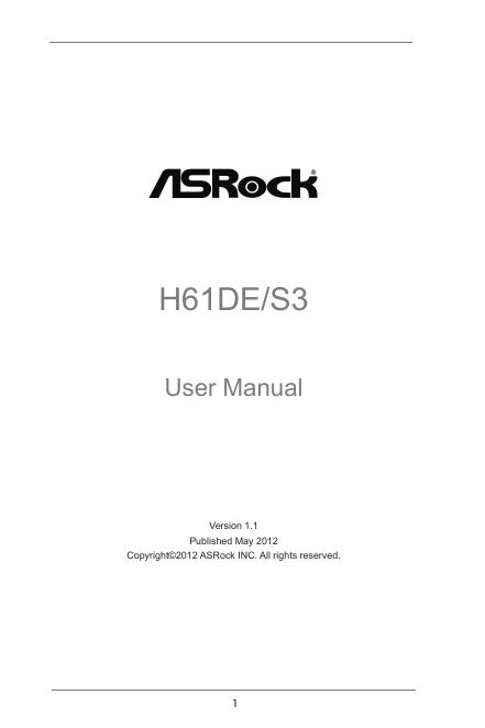 ASROCK H61DE/S3 User Manual