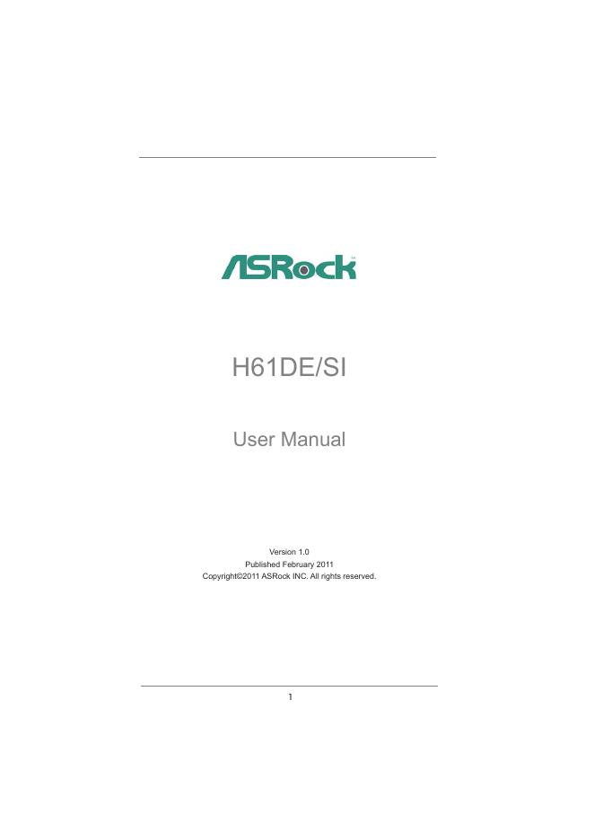 ASROCK H61DE/SI User Manual