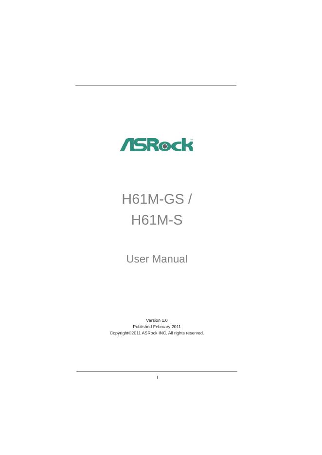 ASROCK H61M-GS/H61M-S User Manual