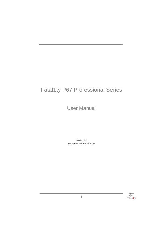 Fatal1ty P67 Professional Series User Manual