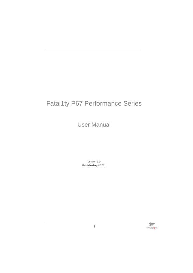 Fatal1ty P67 Performance Series User Manual