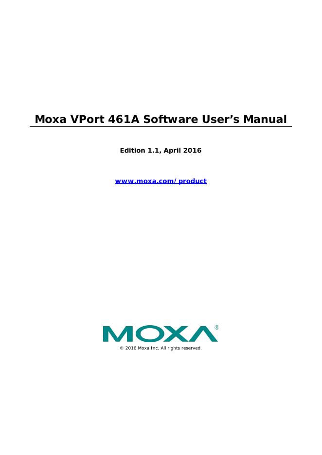 Moxa VPort 461A 软件用户手册