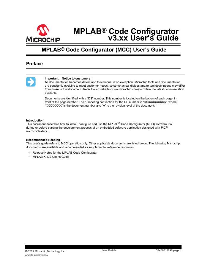 MPLAB® Code Configurator v3.xx 用户手册