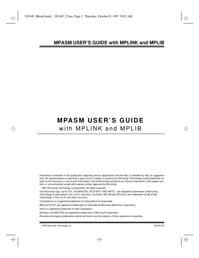 Microchip MPASM编译器使用手册