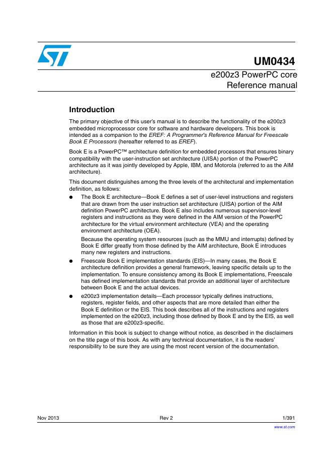 e200z3 PowerPC 核心参考手册