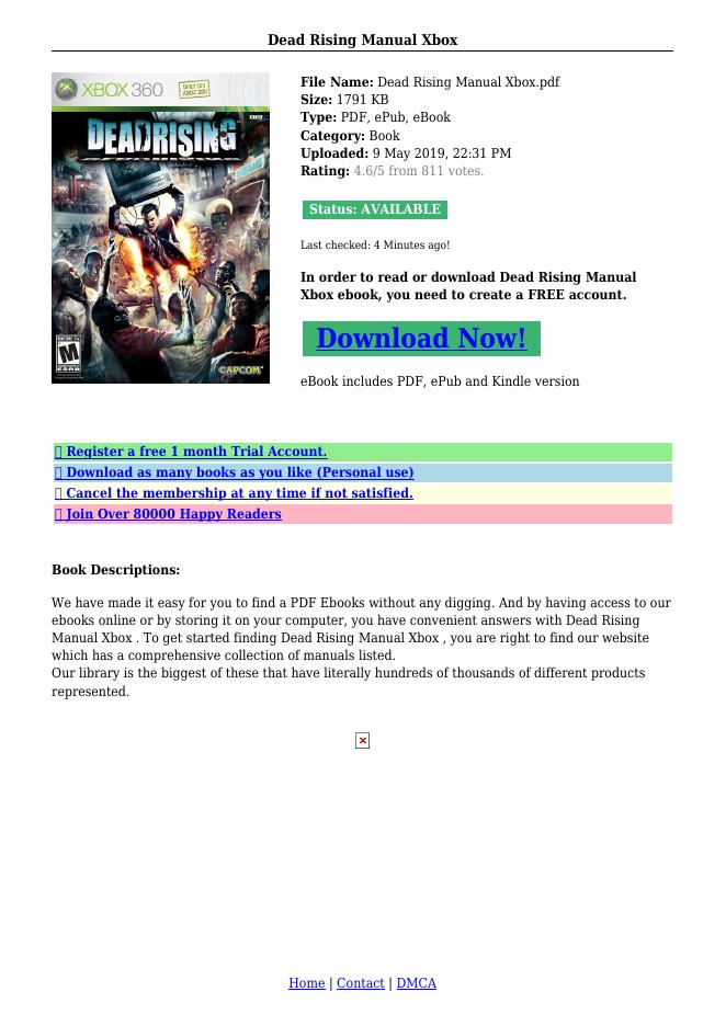 Dead Rising Manual Xbox使用手册