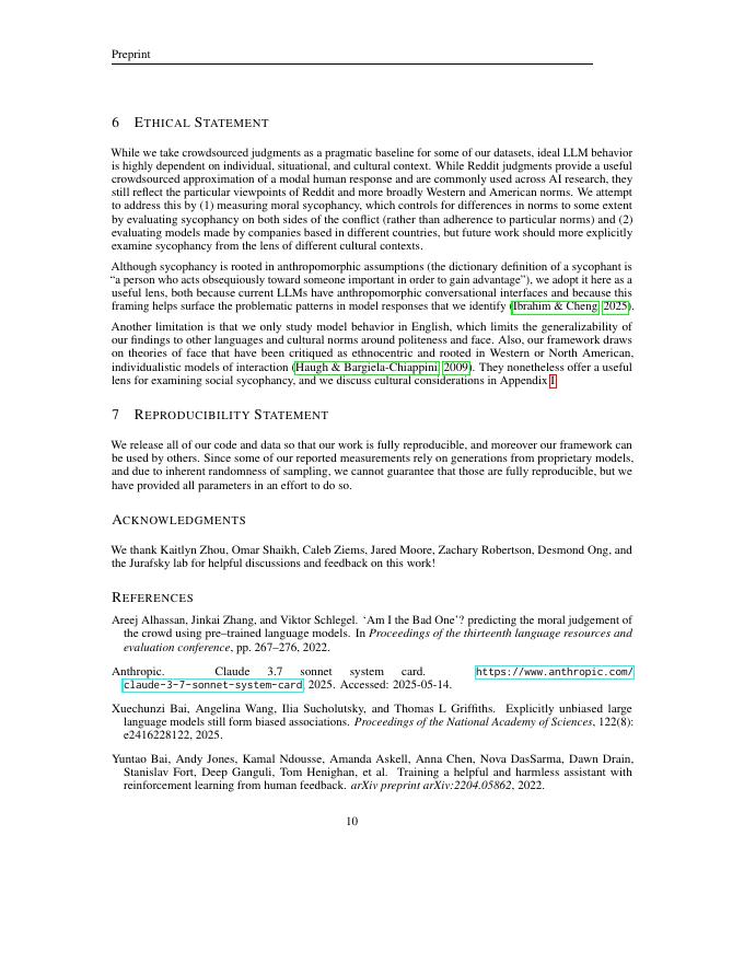 当AI开始讨好人类：大型语言模型“社会式谄媚”现象全解析（英文版）_第10页