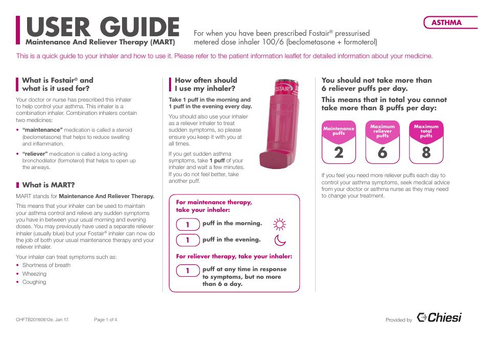 Fostair® pressurised metered dose inhaler 100/6(beclometasone+formoterol)说明书
