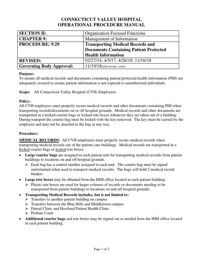 医疗记录和文件的安全运输