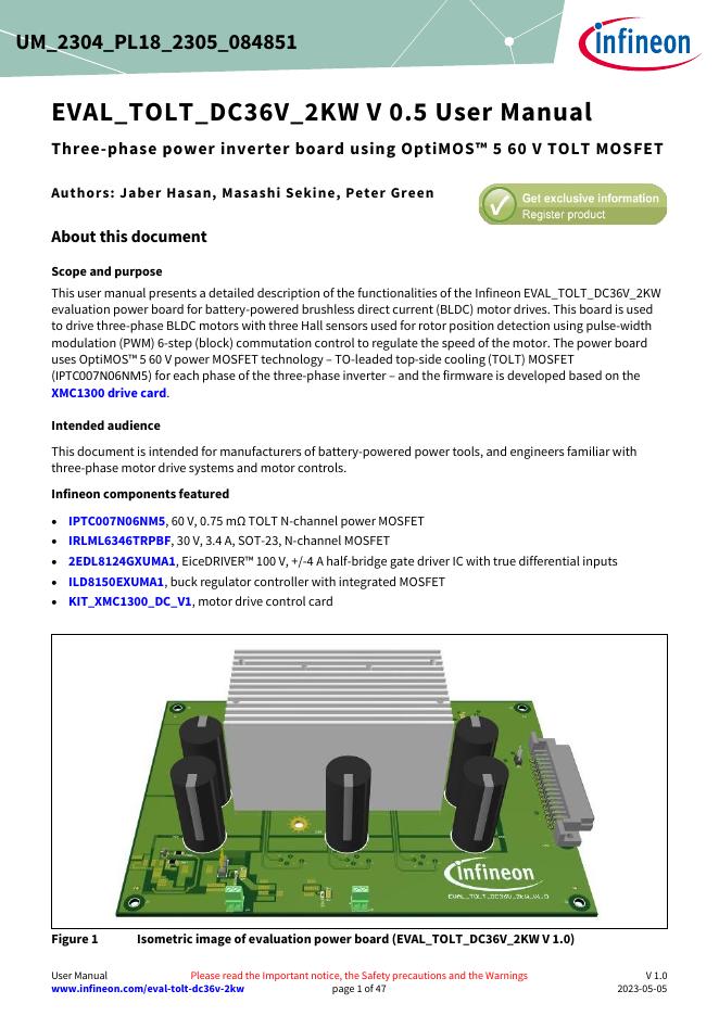 EVAL_TOLT_DC36V_2KW 三相电力逆变器电路板用户手册