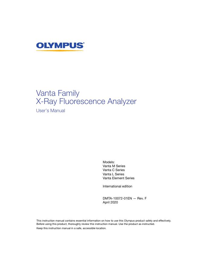 Vanta 系列X射线荧光分析仪用户手册
