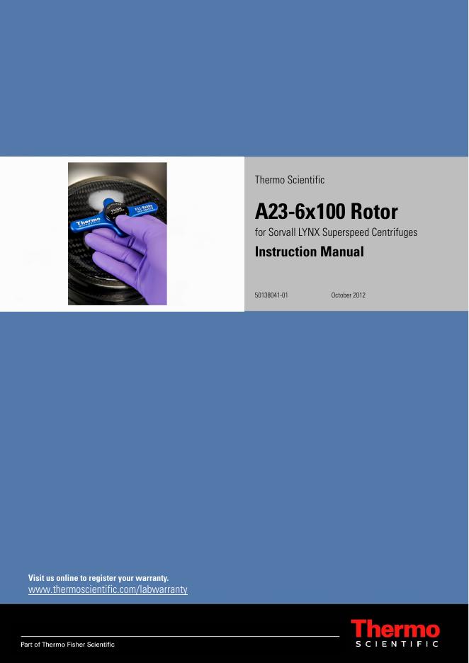 Thermo Scientific A23-6x100 旋转子使用手册