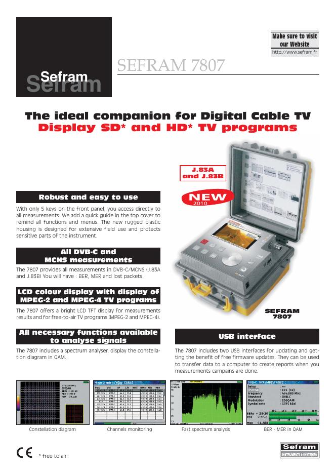 sefram 7807数字电视信号测试仪