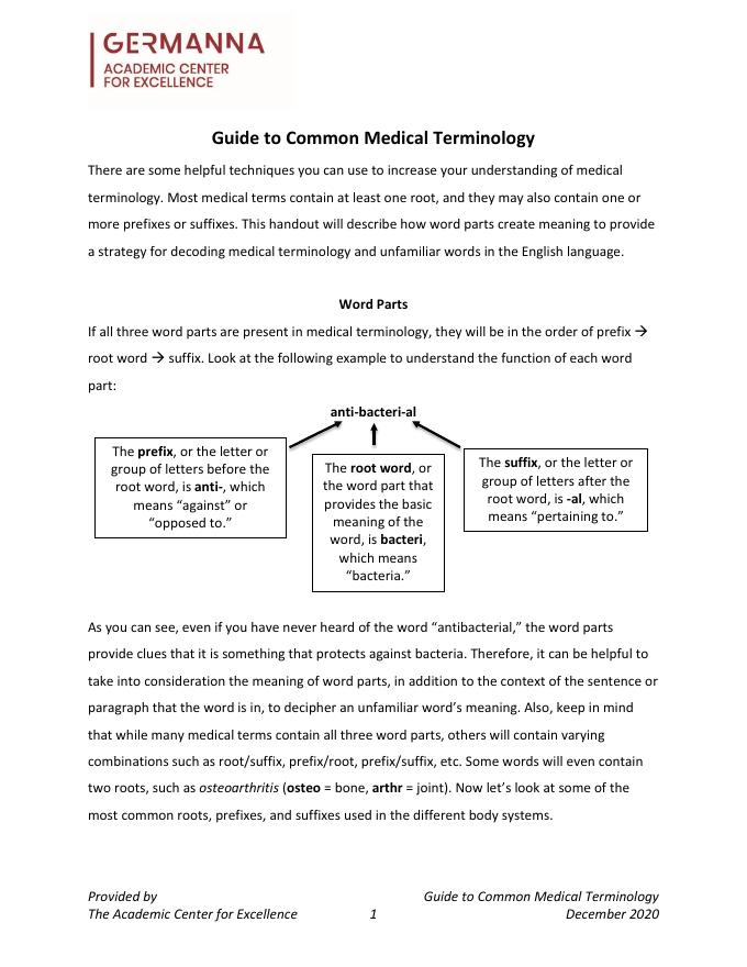 医学术语常见的构词法