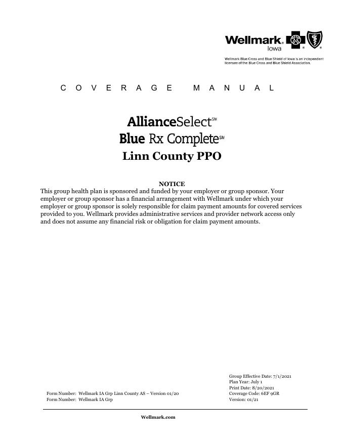 Wellmark IA Grp Linn County AS Coverage Manual