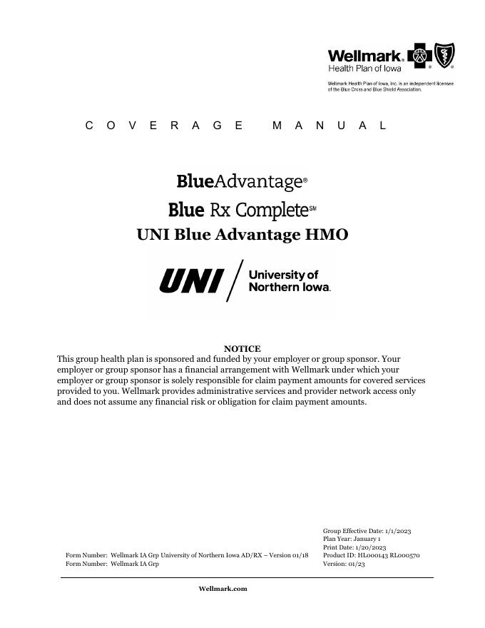 Wellmark IA Grp University of Northern Iowa AD/RX – Version 01/18