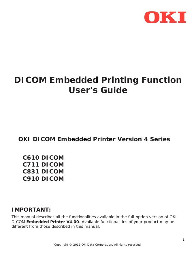 OKI DICOM嵌入式打印机使用手册