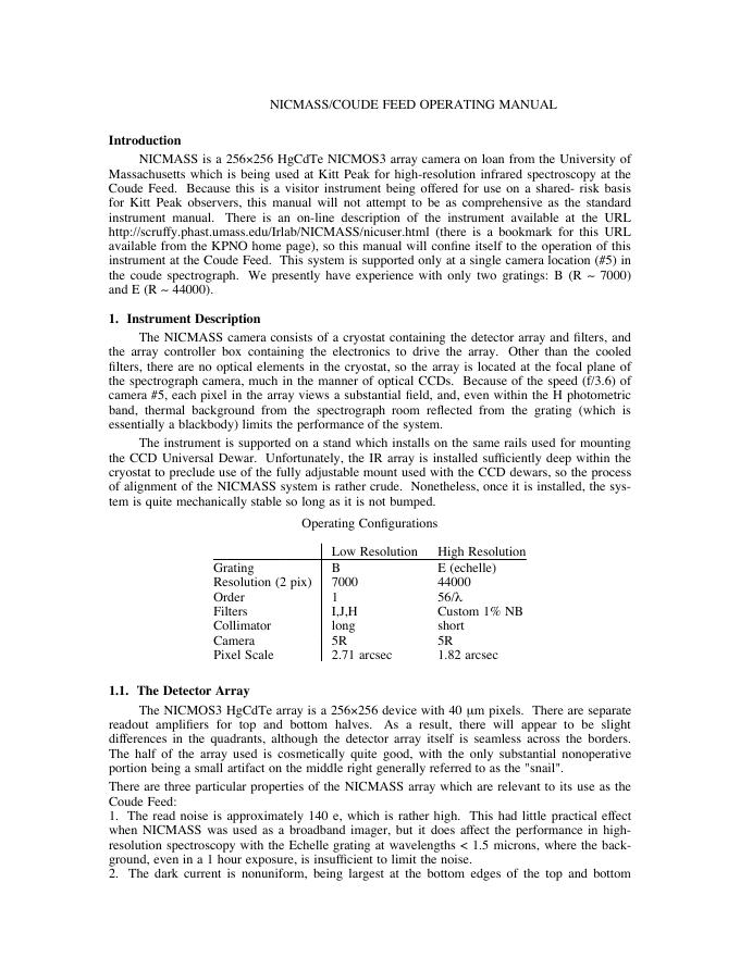 NICMASS/COUDE FEED操作手册