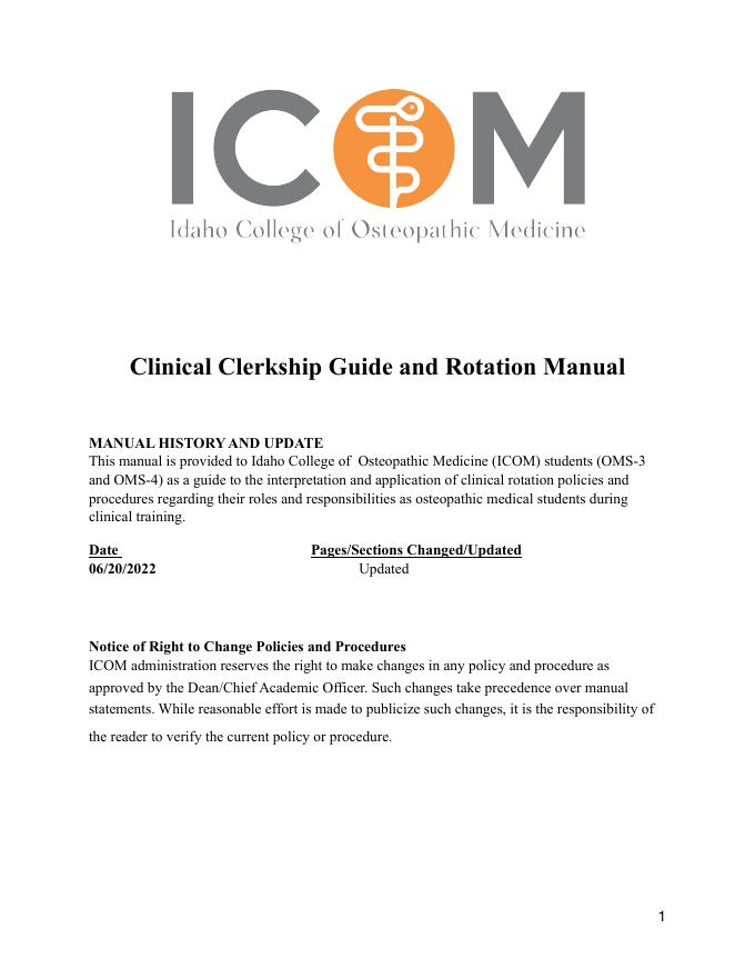 爱达荷州骨科医学学院临床轮转手册