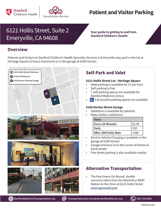 Stanford Children's Health Specialty Services停车概况