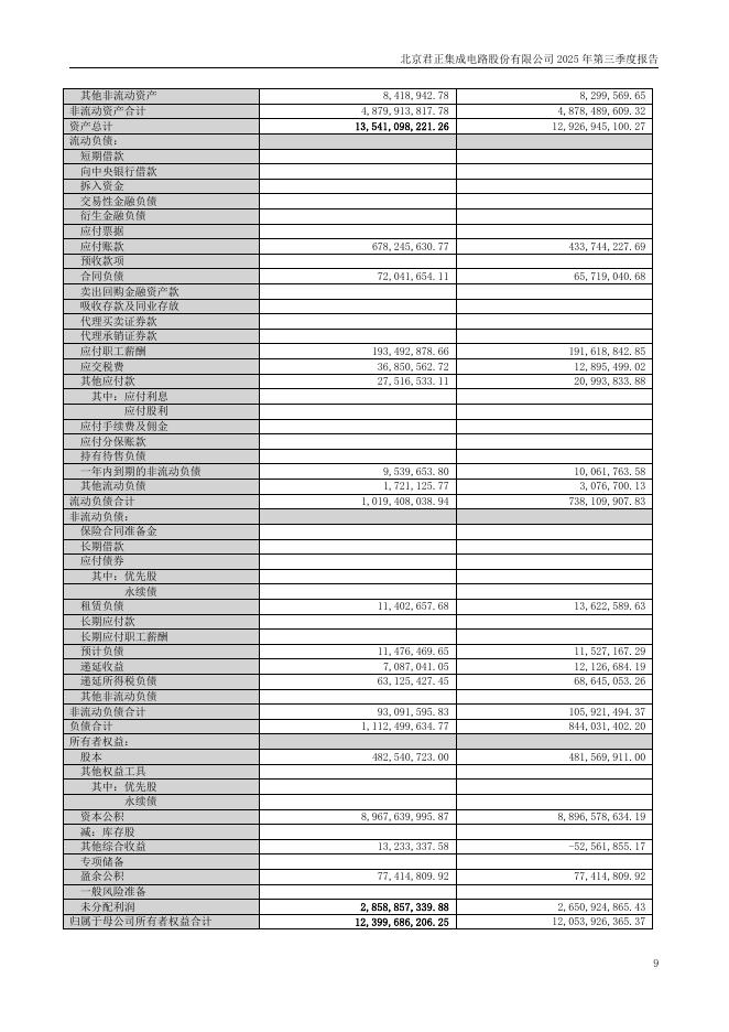 300223-北京君正：2025年第三季度报告(更正后)_第9页