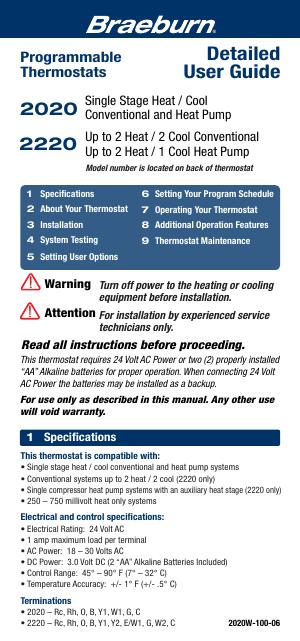 2020和2220型号恒温器使用手册