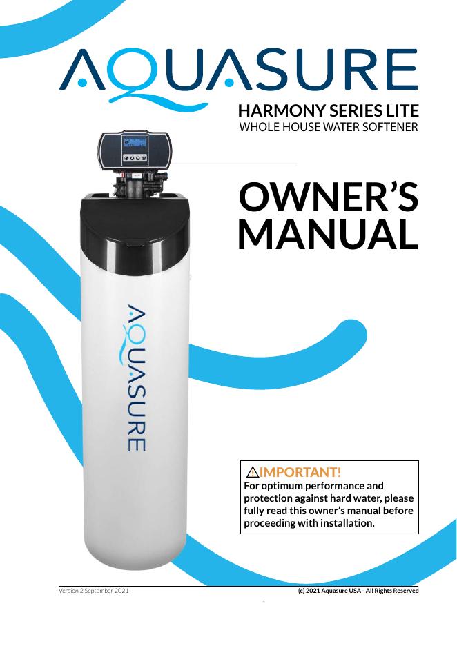 Aquasure Harmony系列水软化器安装手册