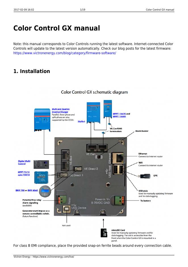 Color Control GX 手册